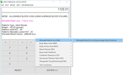 Medical Calculator: Allowable Blood Loss