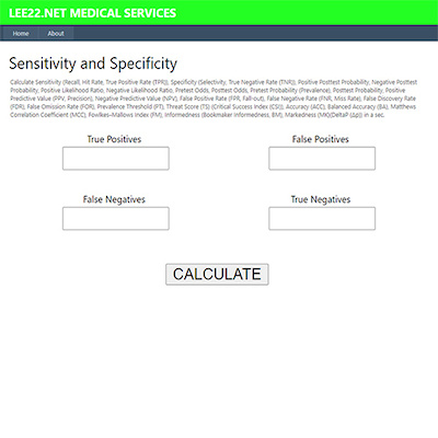 Sensitivity and Specificity calculator